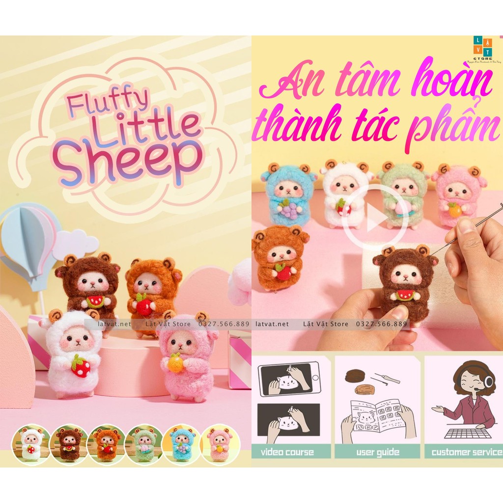 Bộ len chọc Cừu Bé Cưng Đơn Giản Siêu Dễ và Rẻ với LEN XOĂN siêu xịn và đẹp - Needle felting sheep, quà tặng ý nghĩa