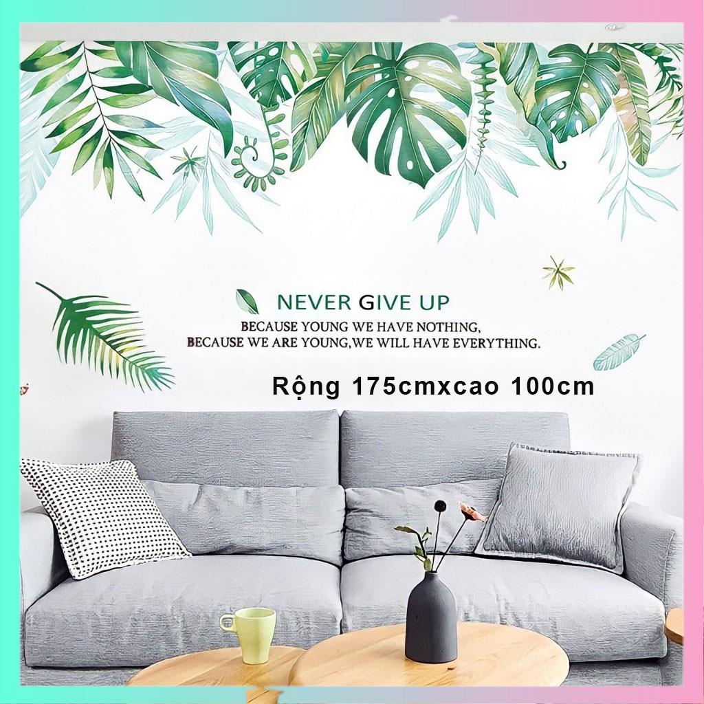 Decal dán tường, Giấy dán tường trang trí phòng ngủ, phòng khách hình cây lá xanh | BigBuy360 - bigbuy360.vn