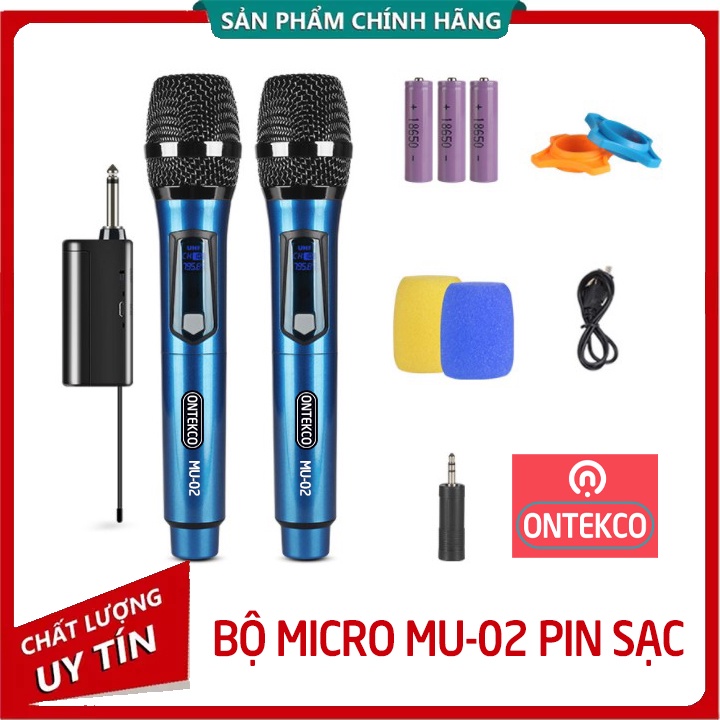 [Mã ELHACE giảm 4% đơn 300K] Micro hát karaoke không dây ONTEKCO MU-02 pin sạc - thu phát 50m