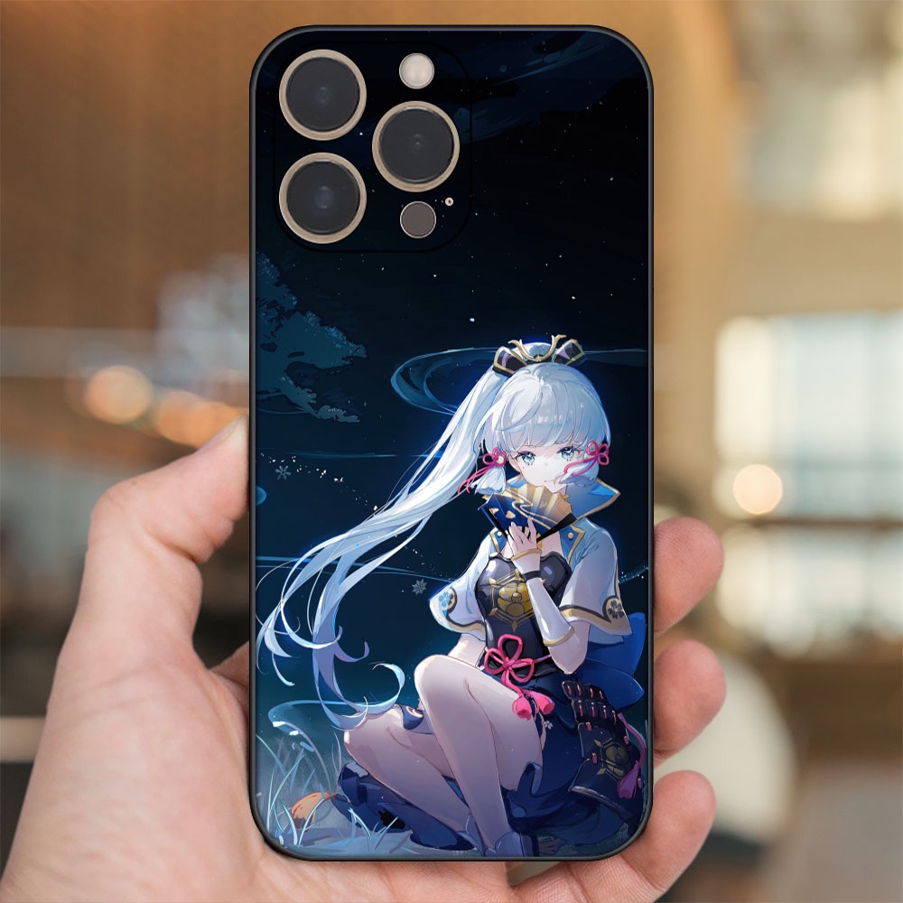 Ốp lưng iPhone 14 Pro dẻo đen cạnh vuông in hình Ayaka Genshin Impact