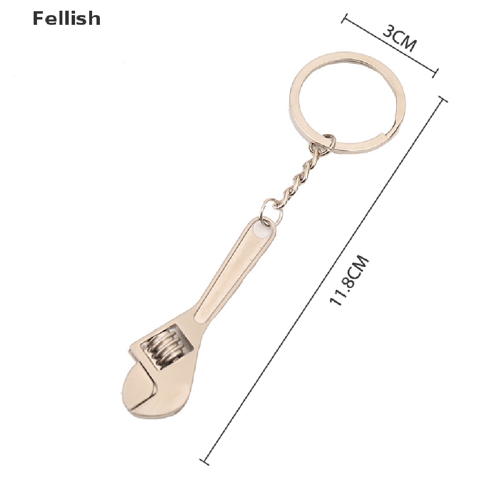 [Fellish] Car Metal Wrench Style Key Chain Creative Fashion Gift Silver Compact Keychain 436VN