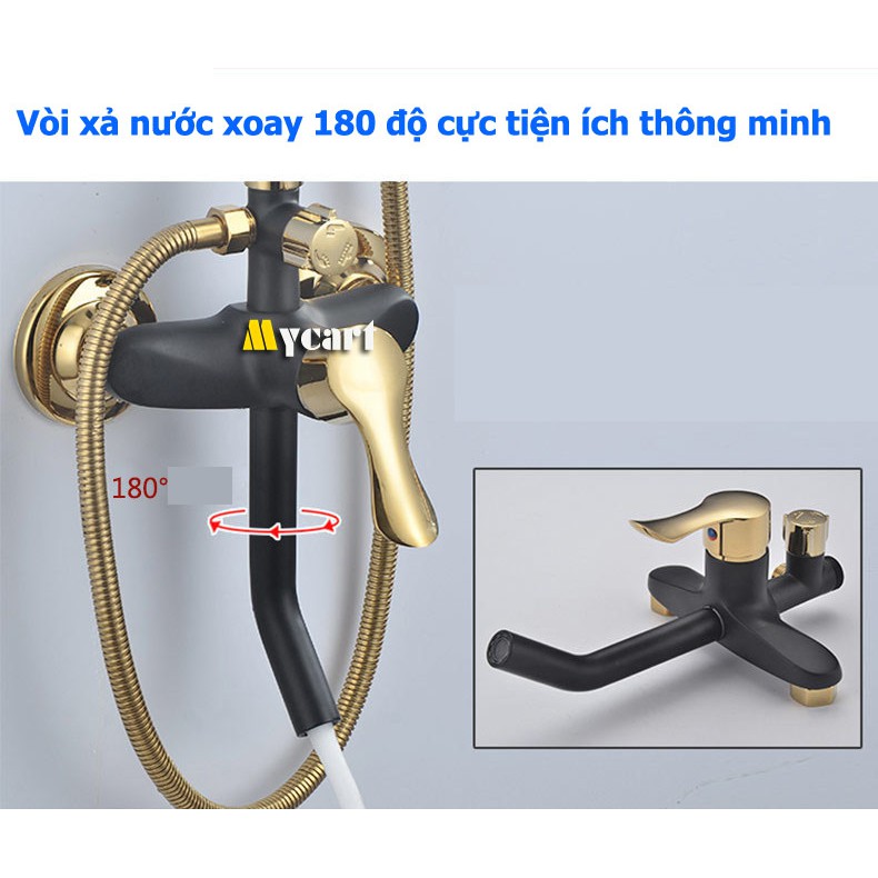 Bộ sen cây tắm đứng, Bộ sen vòi tắm nóng lạnh CAO CẤP Vuông xoay 360 độ 3 vòi No 2019