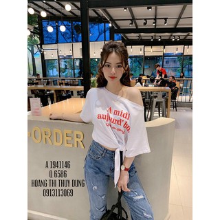 Áo Kiểu Nữ💥𝑭𝑹𝑬𝑬𝑺𝑯𝑰𝑷💥Áo Lụa Lệch Vai Cột Nơ Eo,Áo Kiểu Nữ,LY STORE