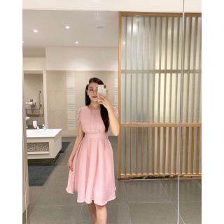 Đầm  xoè  nút  Bộc  tay  phồng