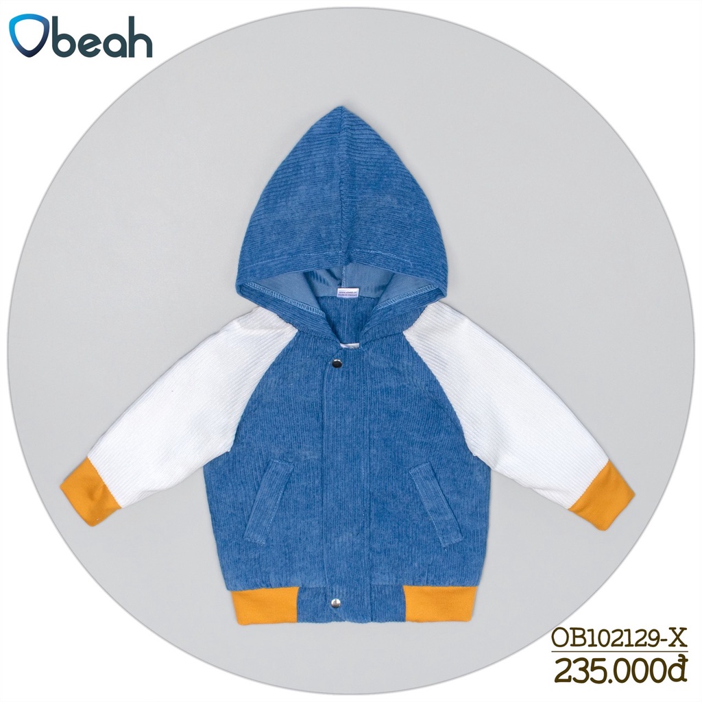 Áo khoác nhung tay jaclag Obeah Phối màu Xanh - trắng - vàng Fullsize 59 đến 90 cho bé từ 0 đến 24 tháng