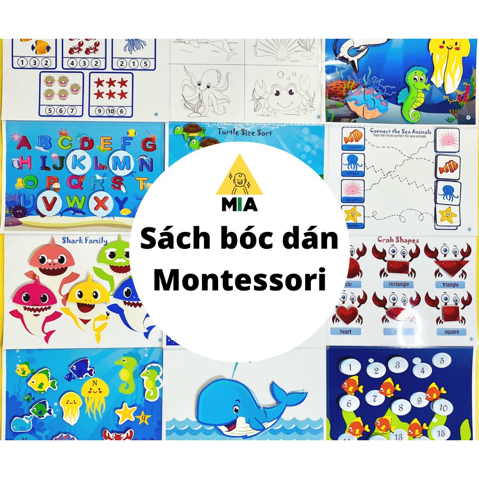 HỌC LIỆU MONTESSORI BÓC DÁN HỆ ĐẠI DƯƠNG XANH - Giúp bé phát triển tư duy, ngôn ngữ