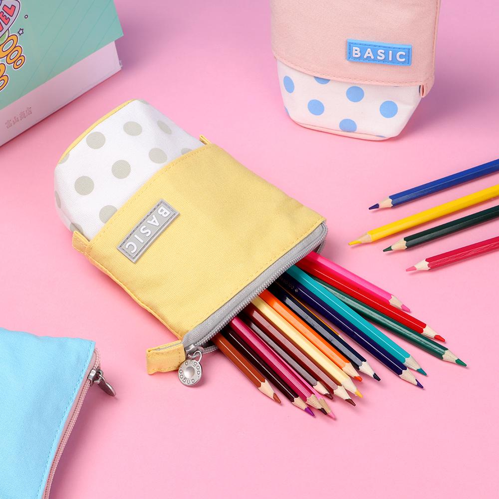 PISTA Túi Đựng Bút Bằng Vải Canvas Cỡ Lớn Có Khóa Kéo Tiện Dụng