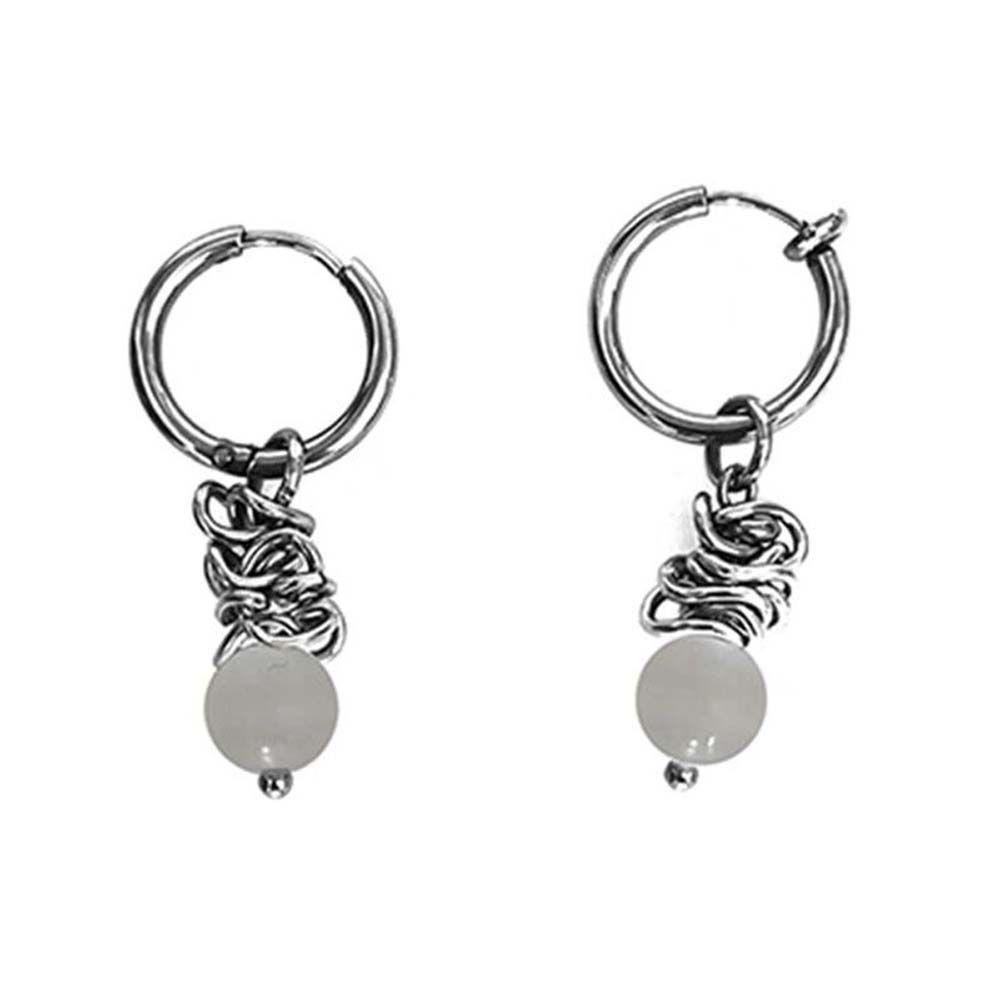 Khuyên Tai Hạt Trắng Bằng Thép Titan Phong Cách Trung Hoa Thời Trang Cho Nam MXMUSTY