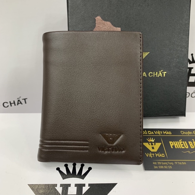 Ví Nam, Bóp Nam Da Bò Nguyên Miếng Được Dập Logo Việt Hào