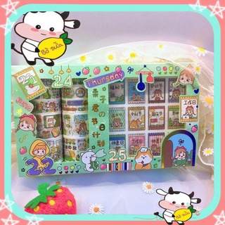 Washi Tape Sticker Cute Hình Dán Bullet Journal Cô Bé Đáng Yêu Hộp Washi Stickers Trang Trí Sổ Tay