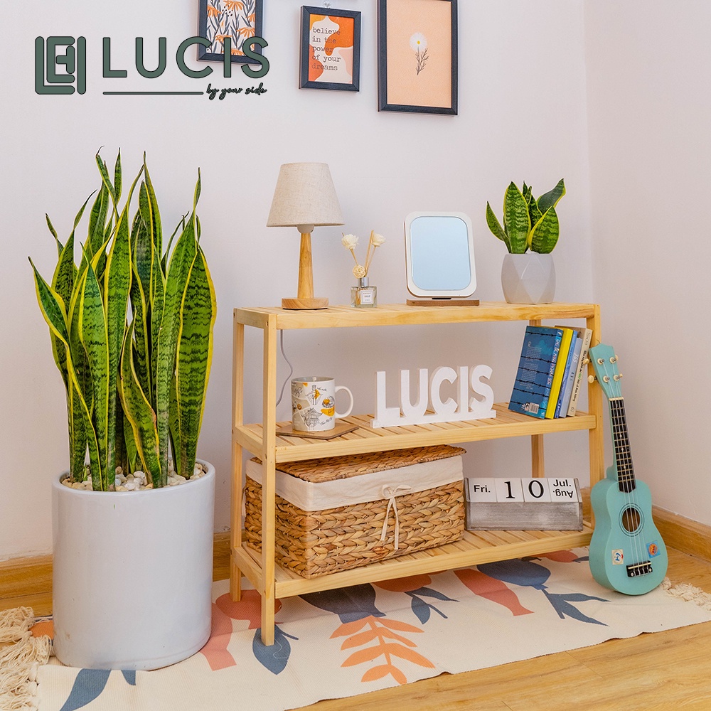 Kệ gỗ chữ nhật 3 tầng LUCIS size 80cm đa năng phong cách Hàn Quốc