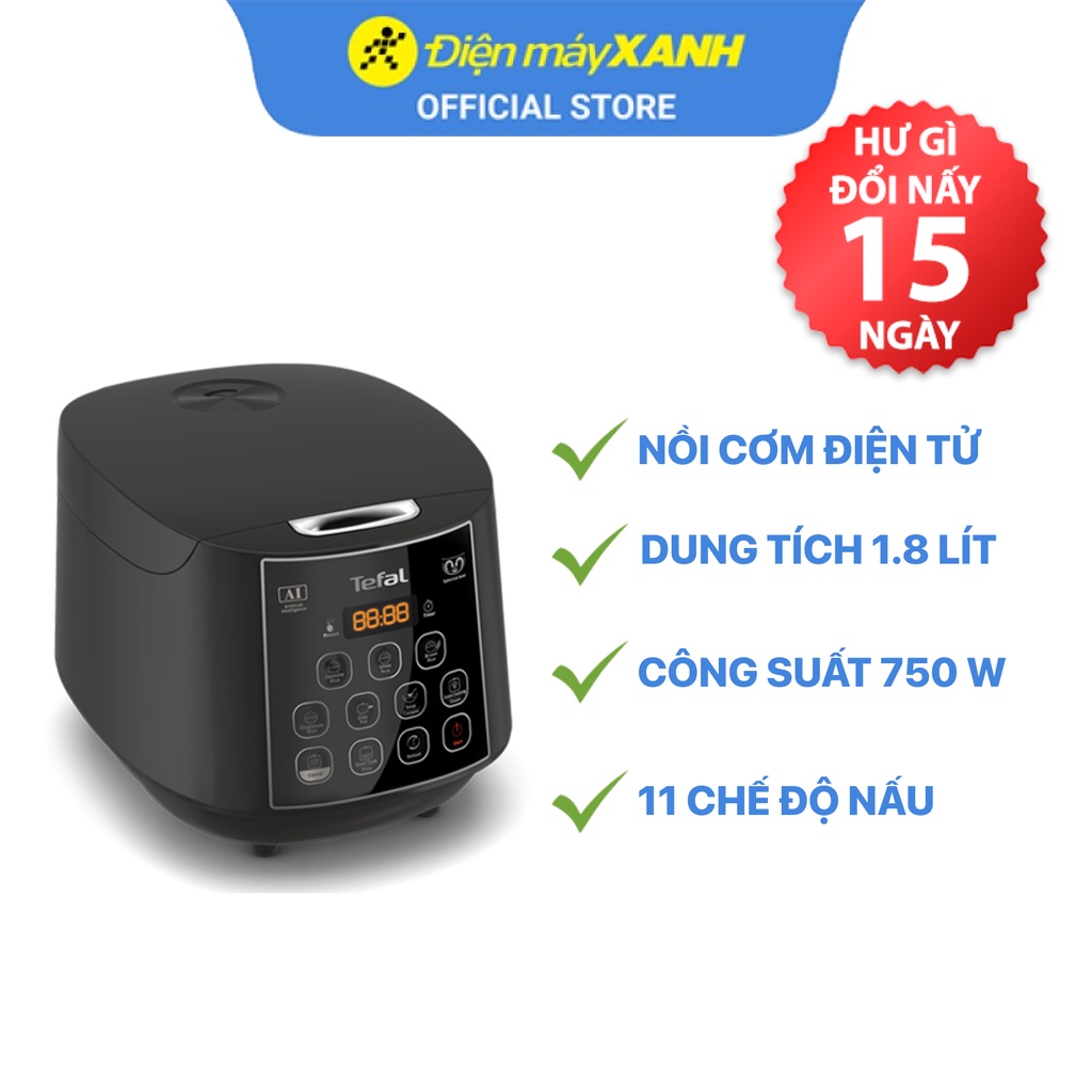 Nồi cơm điện tử Tefal RK736B68 1.8 lít  750 W lòng nồi chống dính - Chính hãng BH 24 tháng