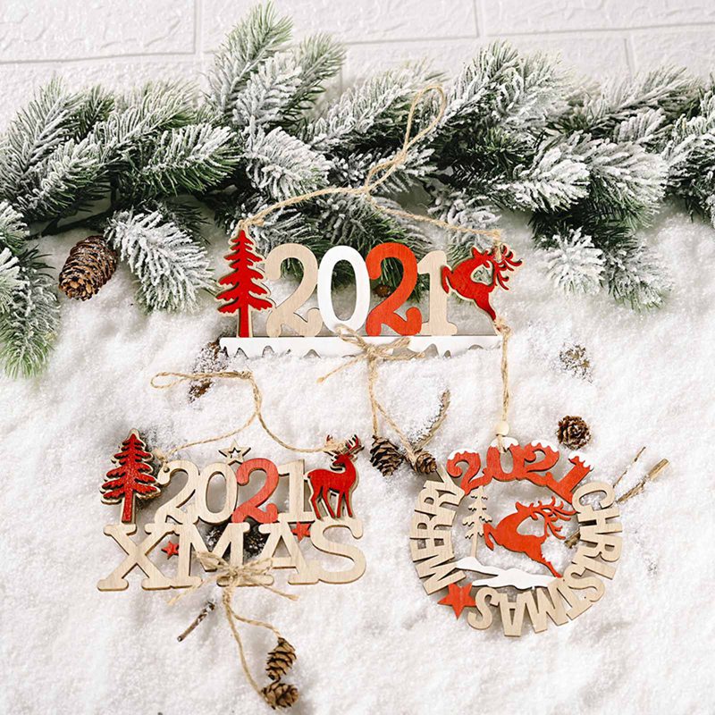Fashion Hot Sale New product hot selling Christmas decoration 2021 letter card wooden pendant