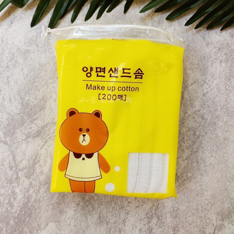 Bông tẩy trang Makeup cotton line friend (200 miếng) chất vải cotton mềm, không xơ, không chà xát da mặt_Mymy Cosmetic