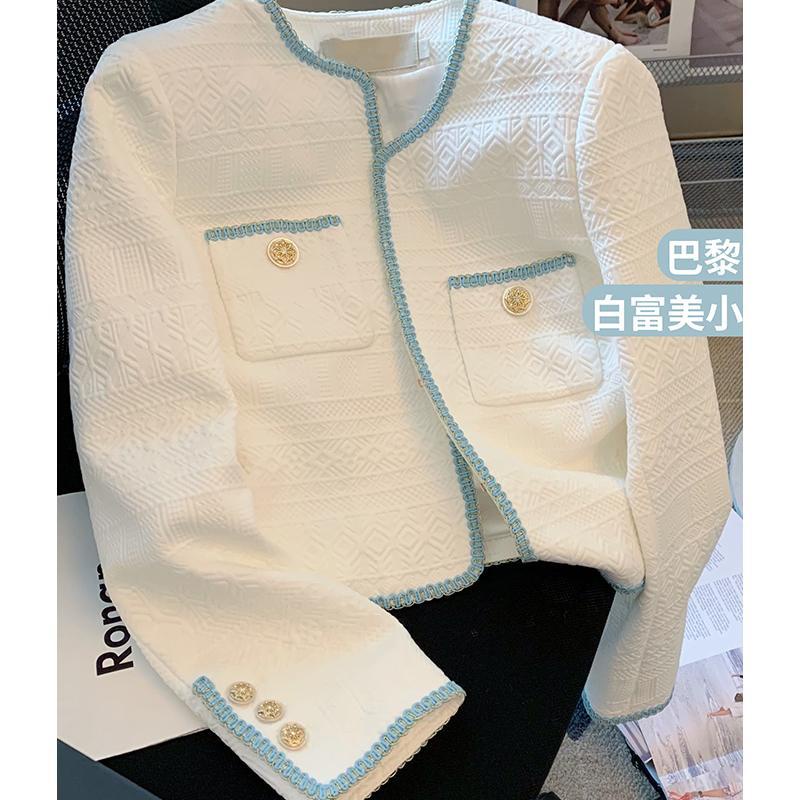 Áo Khoác Dáng Ngắn Màu Trắng Thời Trang Mùa Thu 2022 Cho Nữ