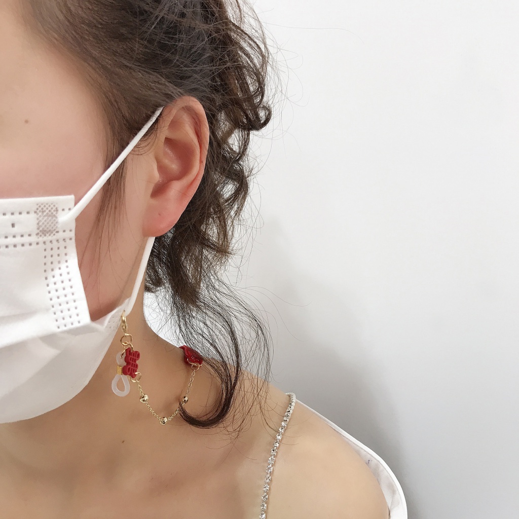 Dây Đeo Khẩu Trang Vải Nhung Đỏ Phong Cách Trung Hoa Độc Đáo