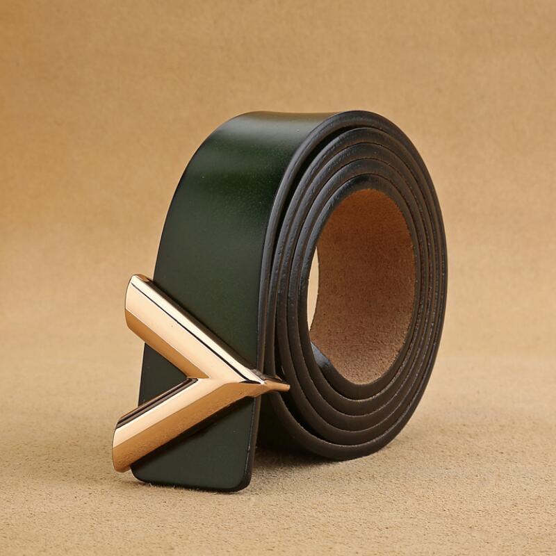 Mới Thắt Lưng Da Khóa Hợp Kim Chữ v Thời Trang Cho Nam Nữ