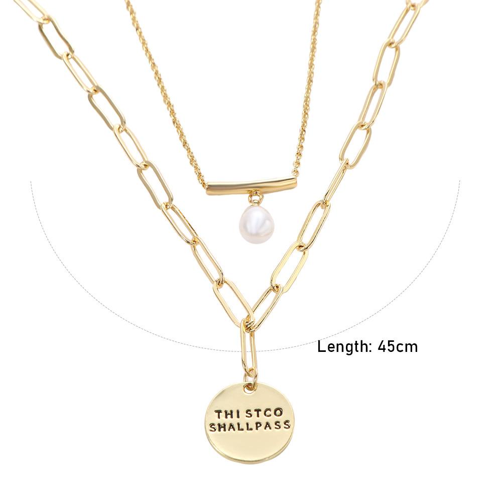 Qqmall Vòng Cổ Choker Hai Lớp Mặt Đồng Xu Và Chữ Phong Cách Cổ Điển