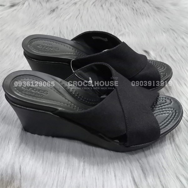 Dép đế xuồng crocs leigh quai chéo chính hãng, dép cross đế xuồng 5 phân quai vải đế nhựa chống trơn trượt - Crocs house