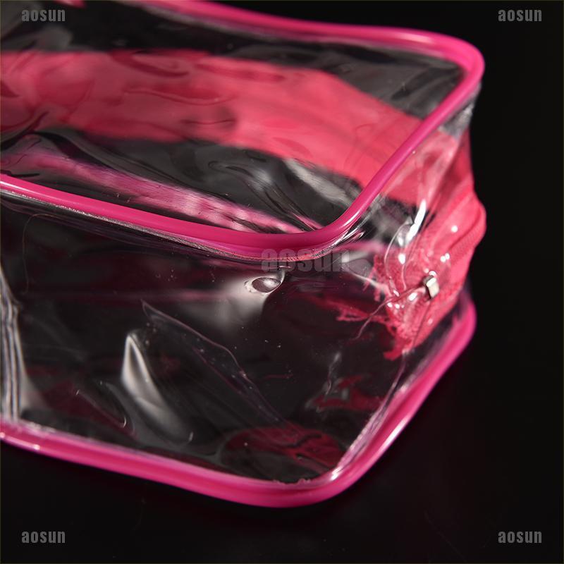 Túi nhựa PVC trong suốt đựng mỹ phẩm có khóa kéo tiện dụng mang đi du lịch tùy chọn màu sắc