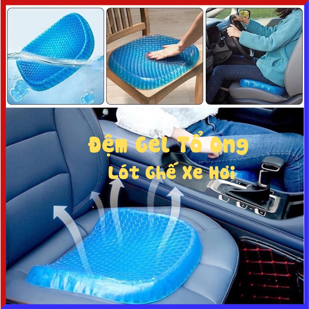 Đệm gel ngồi văn phòng , đệm gel ngồi xe hơi lưới 3D thoáng khí tuần hoàn máu TIME HOME