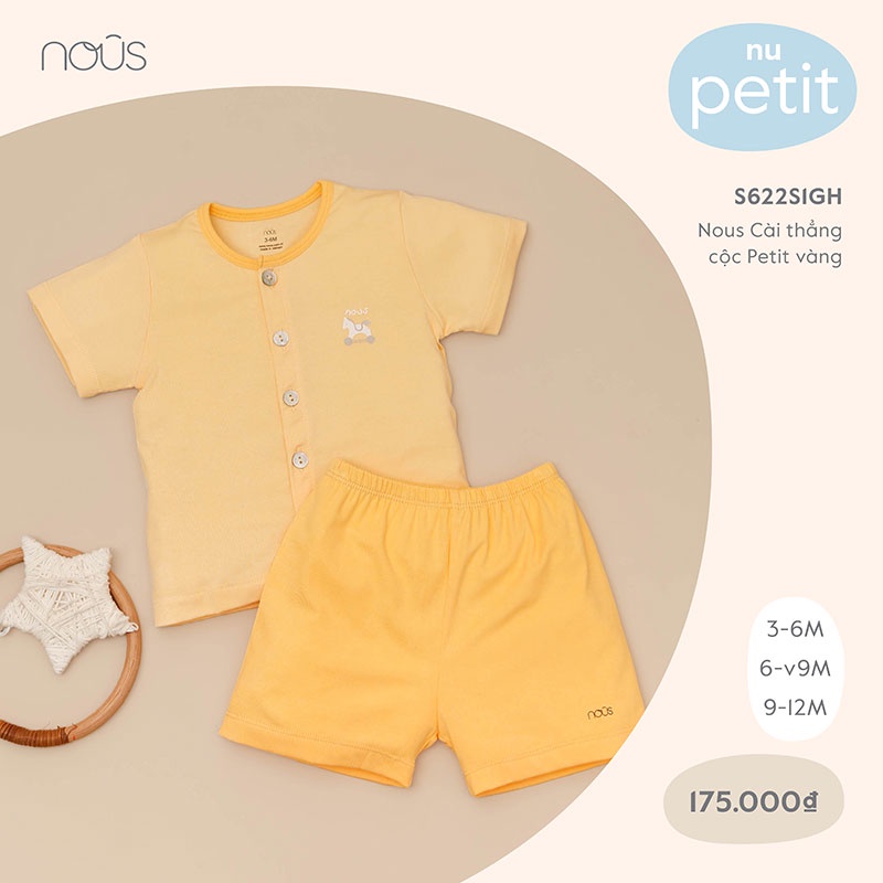 Bộ Quần Áo Cộc Cài Thẳng Nous Màu Xanh Bạc Hà - Chất Liệu Nu Petit Kháng Khuẩn (Size Từ 3-6 Tháng Đến 6-12 Tháng)