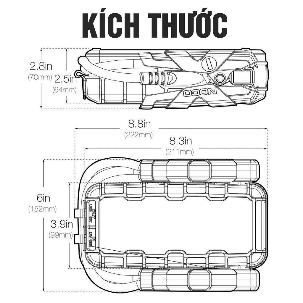 Bộ kích nổ ô tô NOCO GB70, 2000A kiêm sạc dự phòng