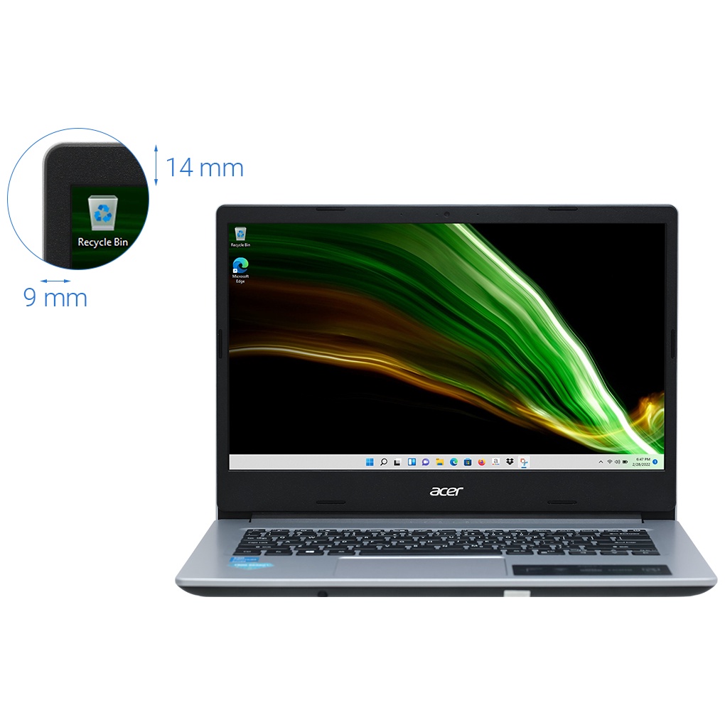 Laptop Acer Aspire 3 A314 35 P6NC N6000/4GB/512GB/14"/Win11//Bạc - Hàng chính hãng