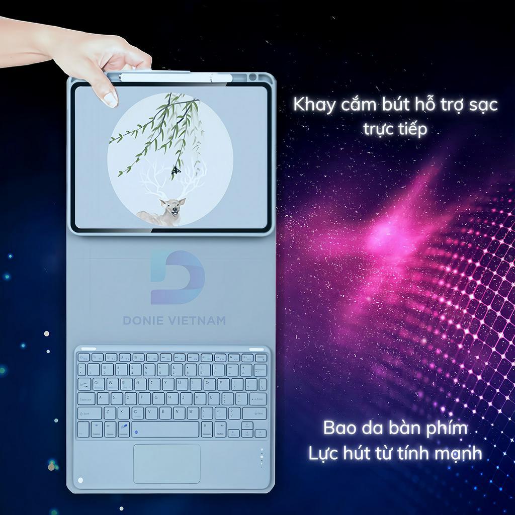 Bao Da Ipad Kèm Bàn Phím Bluetooth Folio Có Trackpad - Vỏ Case Ốp Lưng Cho Ipad Pro 11 Air 4 5 Gem 7 8 9 10 10.2