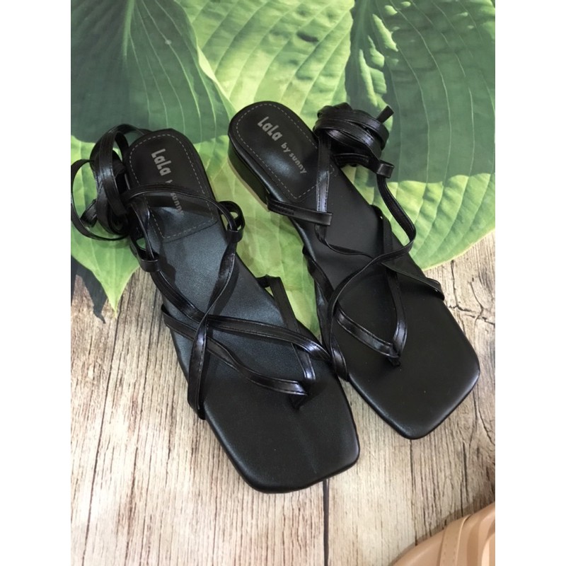 [CÓ SẴN] Sandal buộc dây mũi vuông gót 5cm