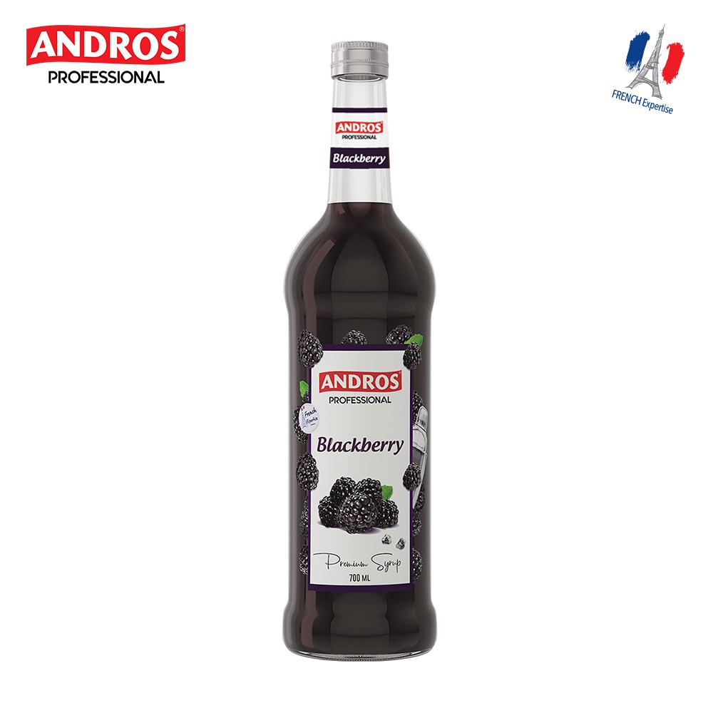 Combo ANDROS Syrup Mâm Xôi Đen (Blackberry) + Chunky Trái Mọng&Hoa Atiso Đỏ (Berry&Hibicus) - Nguyên liệu pha chế