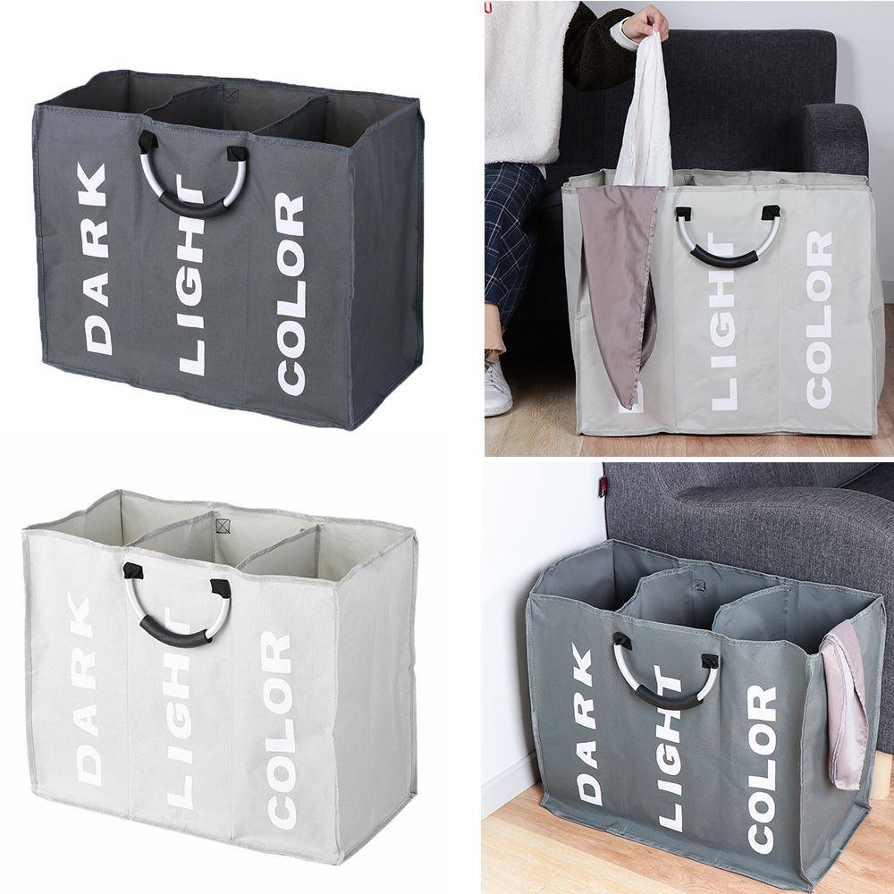 Giỏ Đựng Quần Áo Dơ 3 Tầng Tay Cầm Nhôm Có Thể Gấp Gọn Tiện Dụng