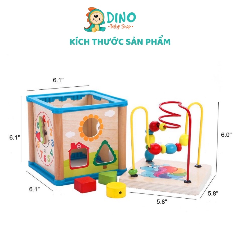 Đồ chơi giáo dục bằng gỗ đa chức năng, đồ chơi gỗ montessori rèn luyện tư duy cho bé Dino