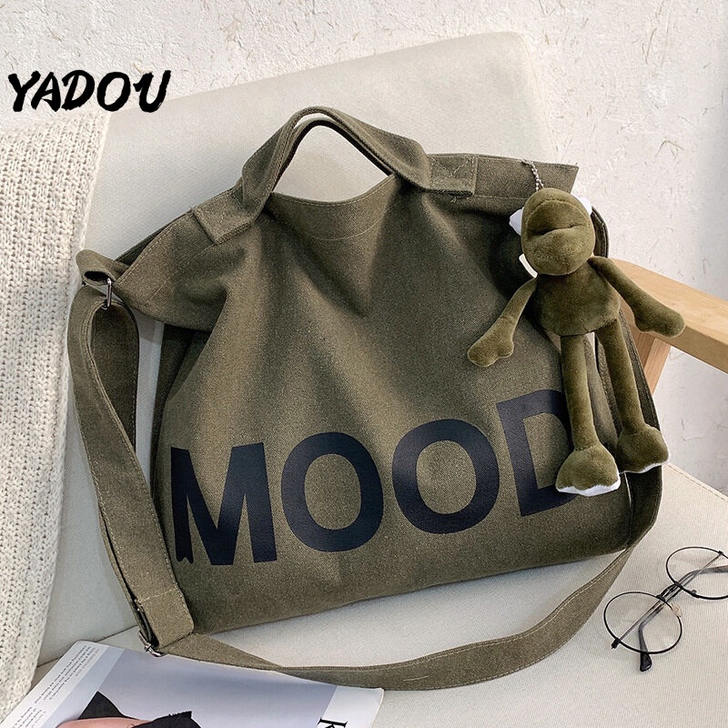 YADOU Túi Đeo Chéo Bằng Vải Siêu Nhẹ Chống Mòn Cỡ Lớn Thời Trang Phong Cách Retro