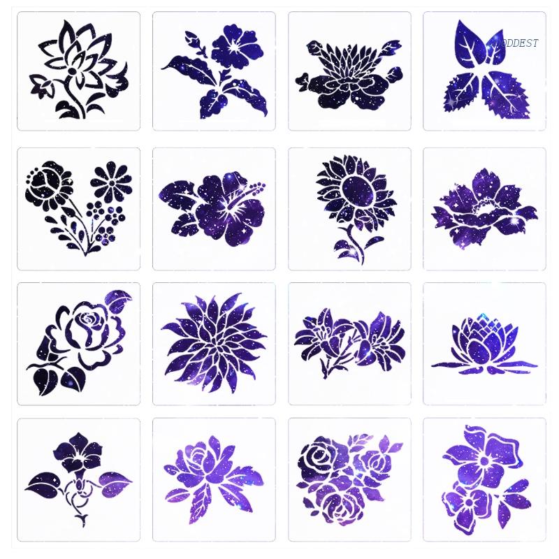 Set 16 Khuôn Vẽ Tranh Sơn Dầu DIY 6 '' x 6 '' Hình Hoa / Thú Cưng Trang Trí Tường / Cửa Nhà / Lớp Học
