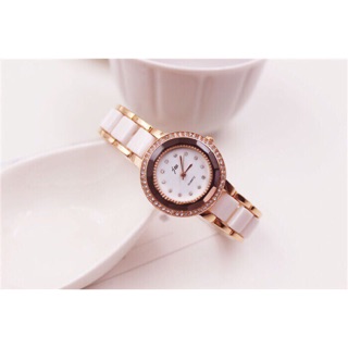 Đồng hồ nữ JW dây giả đá viền nâu