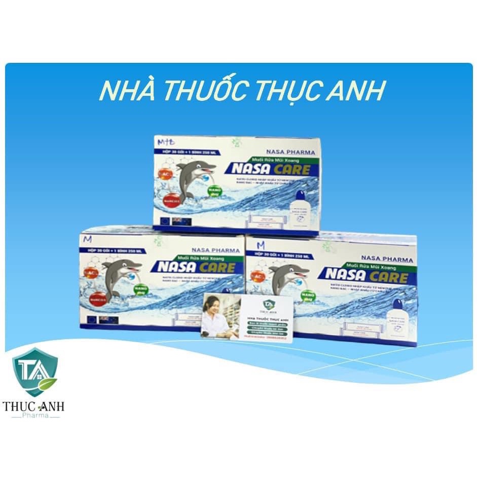 Muối rửa mũi xoang NASA CARE: Nano bạc Châu Âu, Natri clorid(tiêu chuẩn BP/USP) giúp loại bỏ chất nhầy, bụi bẩn