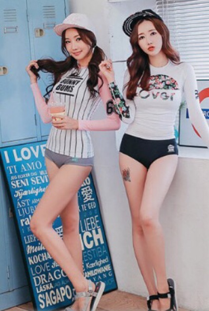 Bộ bơi dài tay phong cách Hàn Quốc, bikini dài tay có ảnh thật