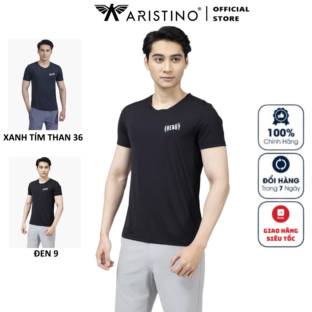 Áo Thun Nam Ngắn Tay Cổ Tròn Aristino ATS032S2 Áo Phông T-Shirt Trơn Màu Chất Vải Thun Lạnh Thể Thao Dáng Slim Fit
