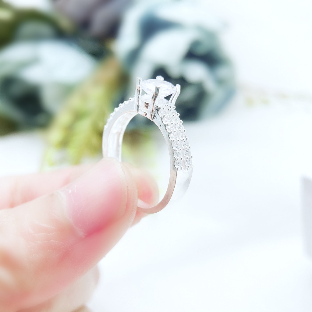 Nhẫn bạc nữ ATJ9033 , nhẫn nữ đính đá 2 hàng ANTA Jewelry