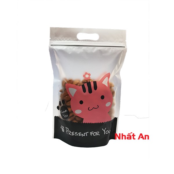 Túi zip đựng bánh kẹo hình con mèo - Set 10 cái