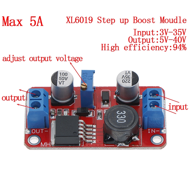 1 Mạch tăng áp XL6019 5A sang DC 3V-35V xuống 5V-40V