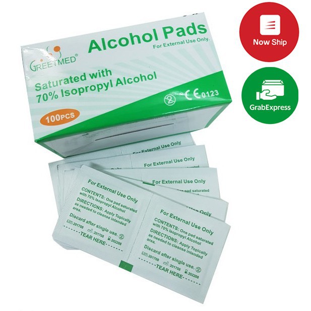 ✅ Gạc Tẩm Cồn- GreetMed (Hộp 100 Miếng), (Cồn Miếng, Alcohol Pads) Hoặc Hiệu Thương Đương -VT0177