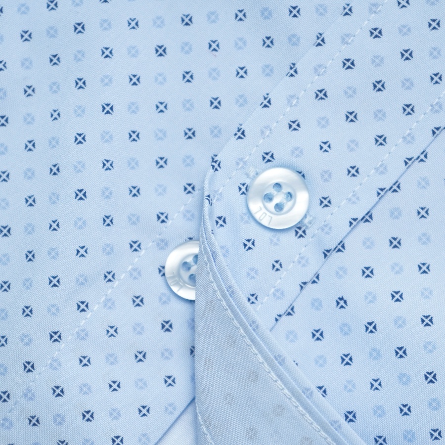 Áo Sơ Mi Nam Dài Tay Cao Cấp, Chấm Bi Màu Xanh Lơ  Hỗ Trợ giặt Là, Hạn Chế Nhăn Nhàu Thương hiệu LDL Form Công Sở