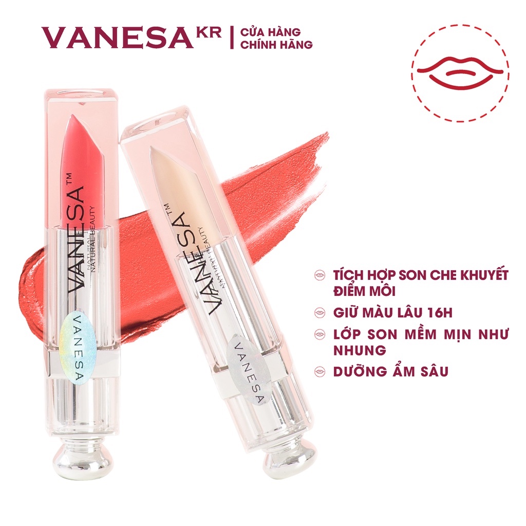 Set 2 Son Kem Lì Vanesa First Love Edition V1 5 Màu ( Son Che Khuyết Điểm + Son Kem Màu )