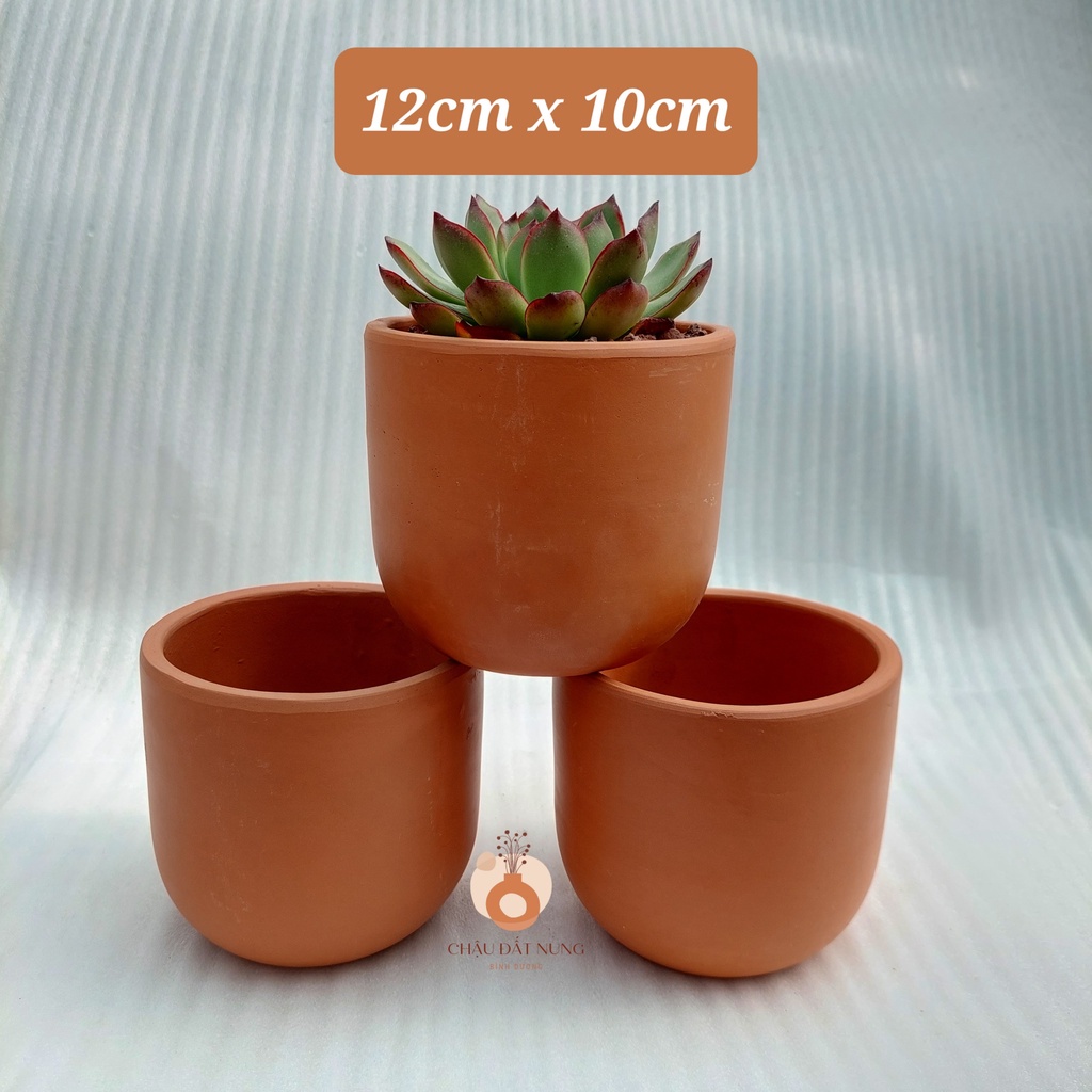 Chậu đất nung, Chậu sen đá - Trụ trứng 1210, miệng chậu 12cm, chiều cao 10cm