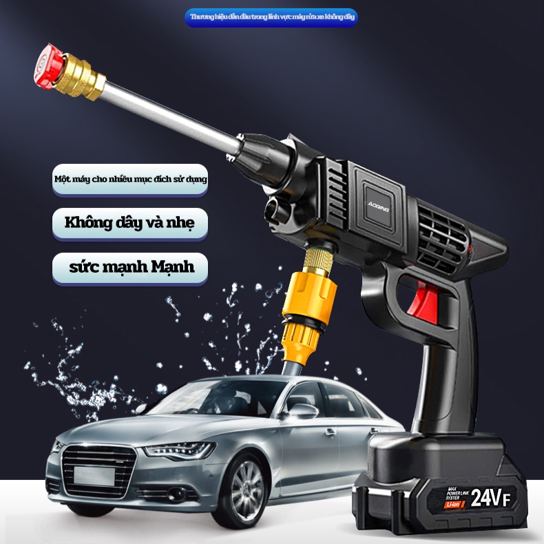 【VN】Máy rửa xe gia đình áp lực cao 500W - 12V/24V/36V xịt rữa dễ dàng ống bơm nước 15m Máy rửa xe cao áp