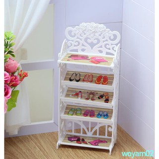 Kệ nhựa để giày dép mini dành cho bé gái trang trí nhà búp bê Barbie