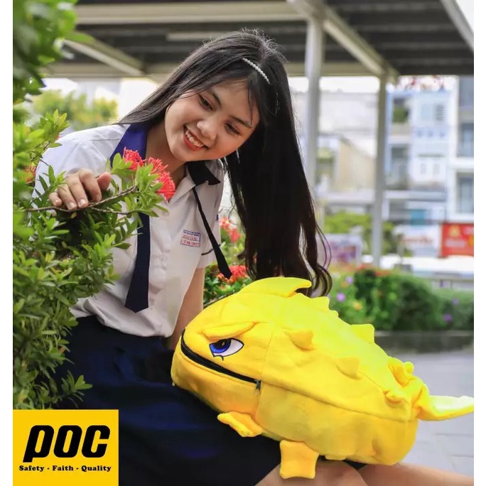 Balo khủng long nhung size lớn màu vàng đi học - đi làm - du lịch