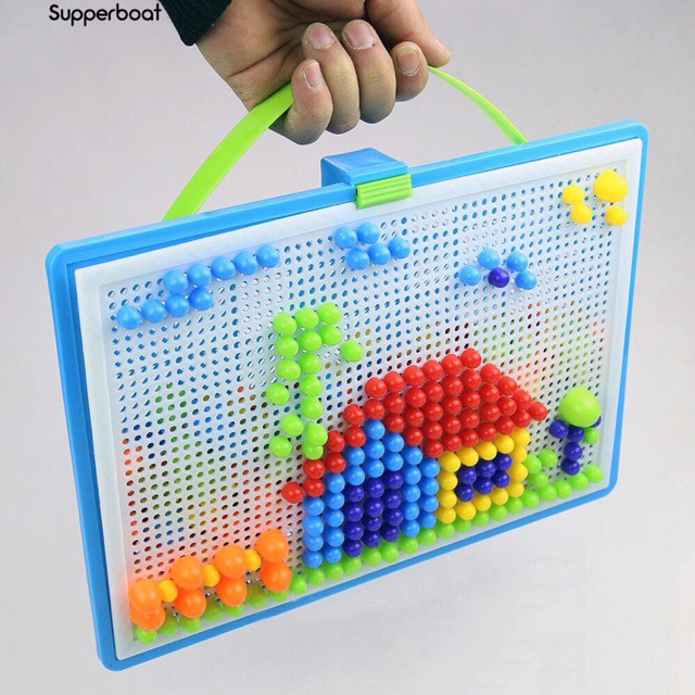 Đồ chơi xếp hình hạt nhựa 296 đinh nấm sáng tạo cho bé hàng loại 1